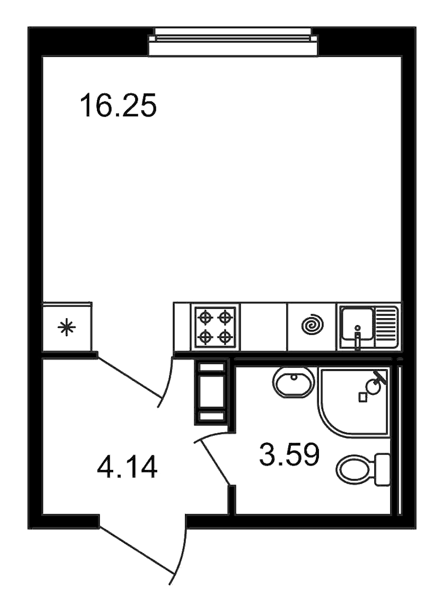 Квартира студия 23.98 м², 2/15 эт., ЖК «Новые горизонты»